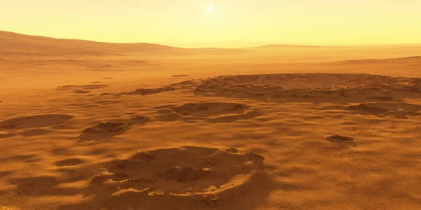 Cold desert on Mars. Martian Landscape, 3d rendering
