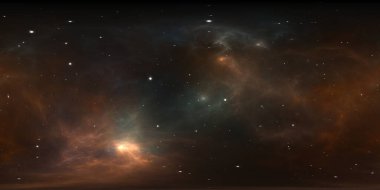 Nebula ve yıldızlı 360 derecelik arkaplan, eşdörtgen projeksiyon, çevre haritası. HDRI küresel panorama. 3d illüstrasyon