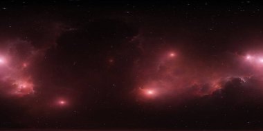 360 derece yıldız sistemi ve nebula. Panorama, çevre 360 HDRI haritası. Eş dikdörtgen projeksiyon, küresel manzara. 3d illüstrasyon