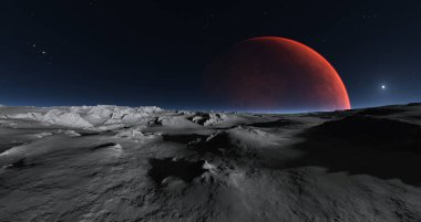 Mars view from Phobos moon surface, 3D illustration