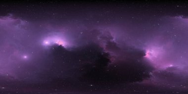 360 derece yıldız sistemi ve nebula. Panorama, çevre 360 HDRI haritası. Eş dikdörtgen projeksiyon, küresel manzara. 3d illüstrasyon