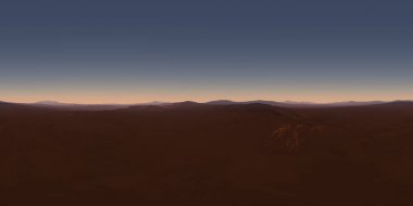 360 derece gece çöl manzarası. Eş dikdörtgen projeksiyon, çevre haritası, HDRI küresel panorama. 3d illüstrasyon