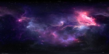 360 derece eşkenar açılı projeksiyon alanı arkaplanı, nebula ve yıldızlar, çevre haritası. HDRI küresel panorama. 3d illüstrasyon