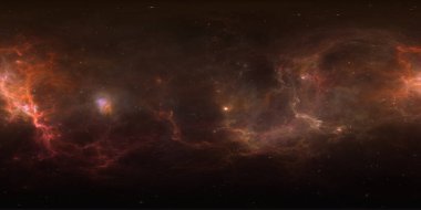 360 derece eşkenar açılı projeksiyon alanı arkaplanı, nebula ve yıldızlar, çevre haritası. HDRI küresel panorama. 3d illüstrasyon
