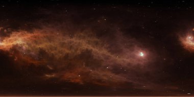 360 derece eşkenar açılı projeksiyon alanı arkaplanı, nebula ve yıldızlar, çevre haritası. HDRI küresel panorama. 3d illüstrasyon