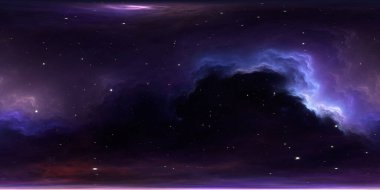360 derece eşkenar açılı projeksiyon alanı arkaplanı, nebula ve yıldızlar, çevre haritası. HDRI küresel panorama. 3d illüstrasyon