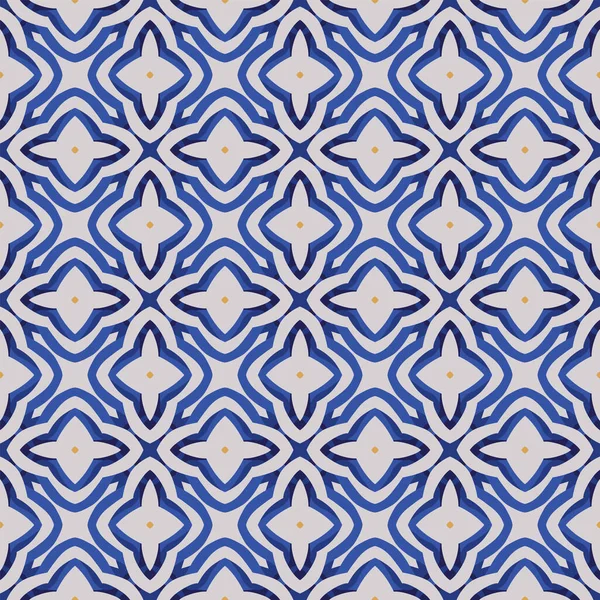 Naadloos Geïllustreerd Patroon Van Abstracte Elementen Wit Blauw Geel — Stockvector