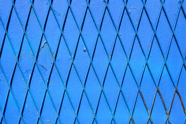 Detalhe Cerca Forma Diamante Pintado Azul — Fotografia de Stock