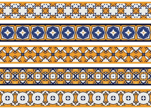 Набор Пяти Иллюстрированных Декоративных Рамок Абстрактных Элементов Белого Оранжевого Синего — стоковый вектор