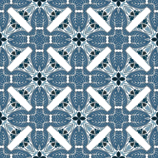 Motif Illustré Sans Couture Composé Éléments Abstraits Blanc Nuances Bleu — Image vectorielle