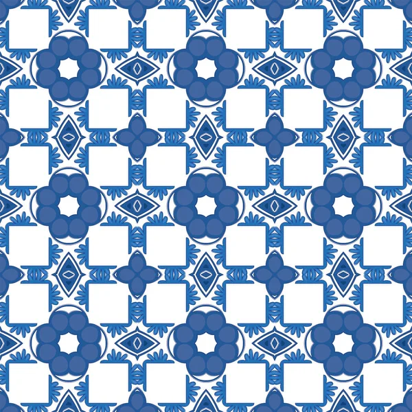 Patrón Ilustrado Sin Costuras Hecho Elementos Abstractos Blanco Tonos Azul — Vector de stock