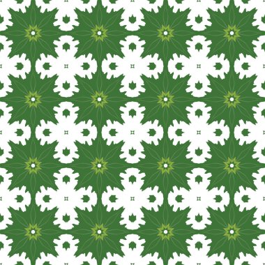 Yeşil ve beyaz soyut öğeleri sorunsuz resimli desen yaptı