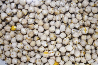 Close up of bowl with dry chikpeas in water