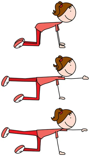 一个女孩练习爬升的卡通矢量图解 — 图库矢量图片