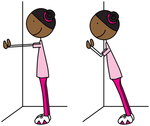 Мультфильм Векторная Иллюстрация Упражнения Девушки Отжимания Стенки — стоковый вектор