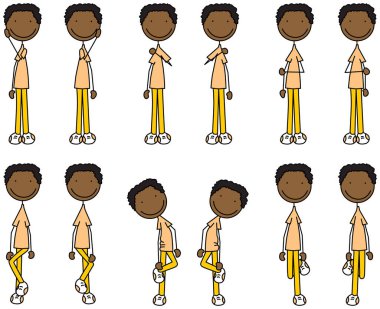 Egzersiz yapan bir çocuğun karikatür vektör çizimi - vücut çapraz sürünür