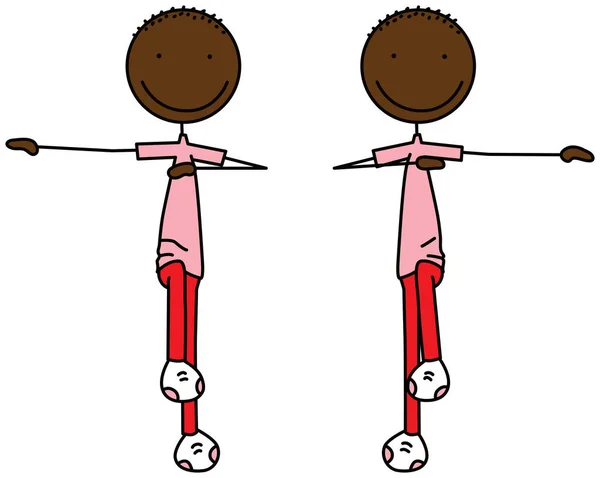 Cartoon Vector Illustration Boy Exercising High Arm March — Stock Vector
