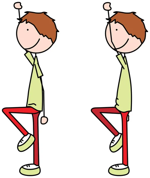 Cartoon Vector Illustration Boy Exercising High Skips — Stock Vector