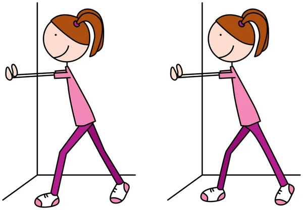 Cartoon Vector Illustration Girl Exercising Wall Switches — Stock Vector