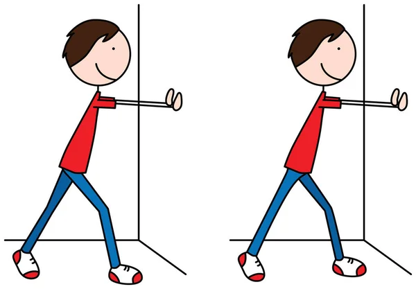 Cartoon Vektorová Ilustrace Chlapeckého Cvičení Přepínače Stěn — Stockový vektor