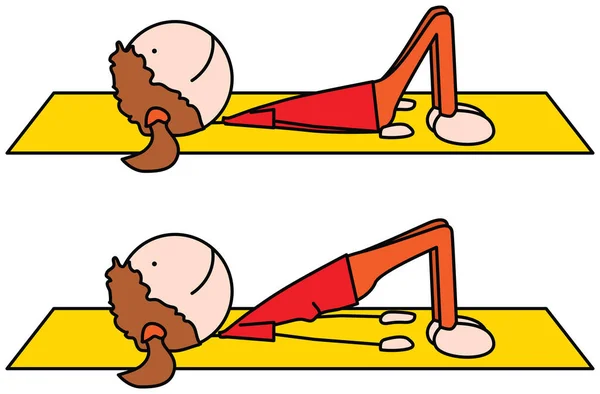 Cartoon Vector Illustration Girl Exercising Bridge Flat Back — Stock Vector