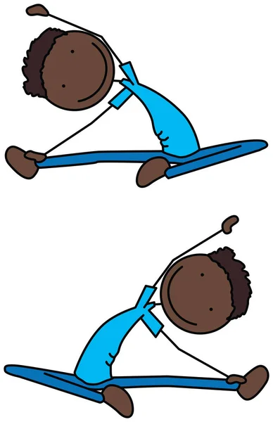 Cartoon Vektorová Ilustrace Chlapeckého Cvičení Sedící Boční Úsek — Stockový vektor