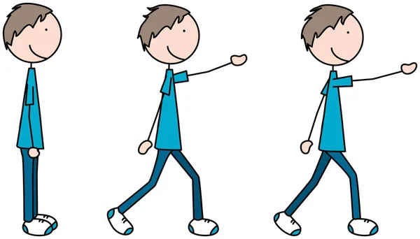 Cartoon Vektor Ilustrace Chlapce Cvičení Stejný Boční Skok Lyžích — Stockový vektor