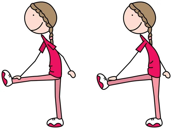 一个女孩运动的卡通矢量图解 高阶步走 — 图库矢量图片