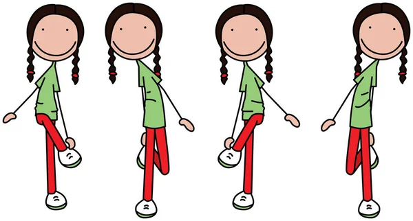 Cartoon Vector Illustration Girl Exercising Switch Cross Crawls — Stock Vector