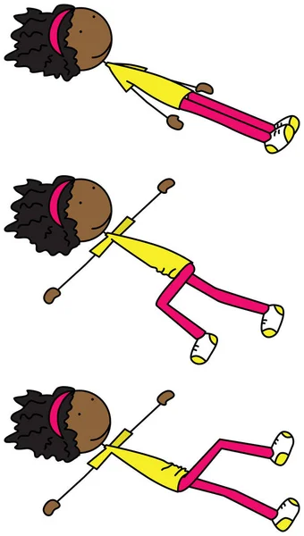 Мультфильм Векторная Иллюстрация Упражнения Девушки Растяжение Ноги Бедра Ягодицы — стоковый вектор