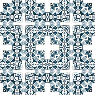 Portekiz fayansları gibi geleneksel tarzda kusursuz desenli çizimler.