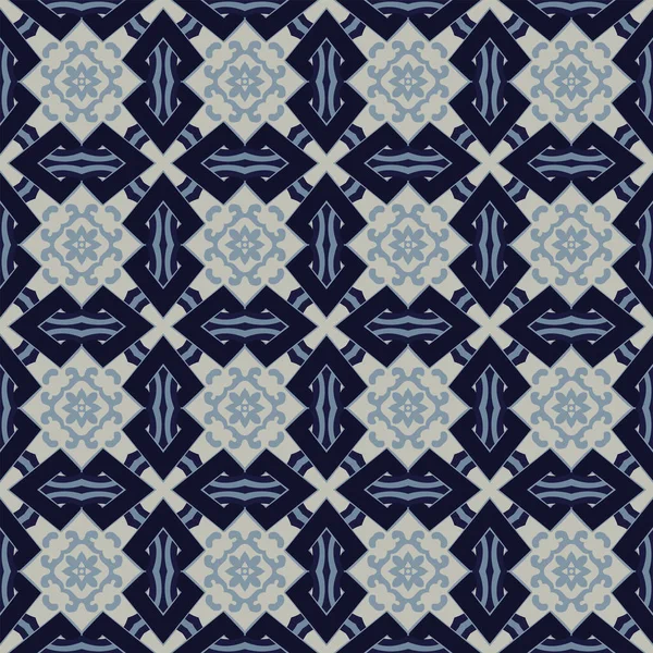 Nahtlos Illustrierte Muster Aus Abstrakten Elementen Grau Und Blautönen — Stockvektor