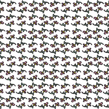 Çizilmiş çiçeklerden yapılmış kusursuz resimli desen