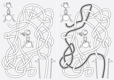 Zıplayan çocuklar, siyah beyaz çözümü olan çocuklar için labirent gibidir.