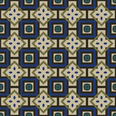 Soyut öğeler bej, mavi, yeşil ve siyah Dikişsiz resimli desen yapılmış