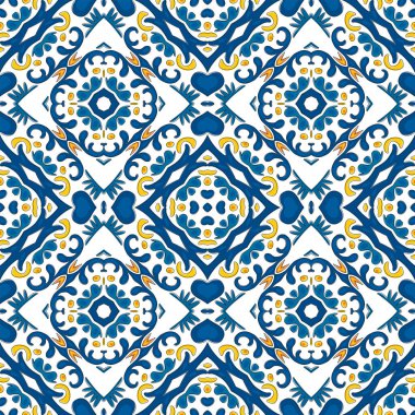 Portekiz fayansları gibi geleneksel tarzda kusursuz desenli çizimler.