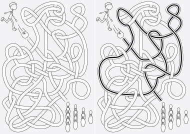 Siyah-beyaz çözümü olan çocuklar için bowling labirenti