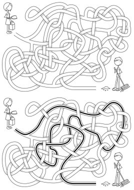 Siyah beyaz çözümü olan çocuklar için labirent temizleme