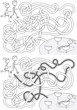 Siyah beyaz çözümü olan çocuklar için oyun alanı labirenti