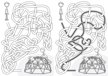 Siyah beyaz çözümü olan çocuklar için oyun alanı labirenti
