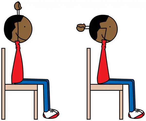 Cartoon Vektorová Ilustrace Chlapeckého Cvičení Prodloužení Tricepsu Nad Hlavou — Stockový vektor