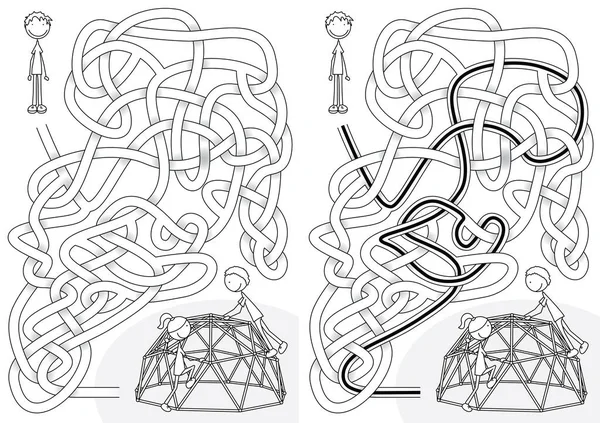 Siyah beyaz çözümü olan çocuklar için oyun alanı labirenti