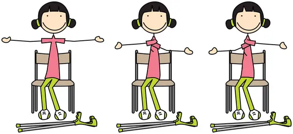 Cartoon Vektor Ilustrace Dívky Cvičení Cross Body Arm Houpačky — Stockový vektor