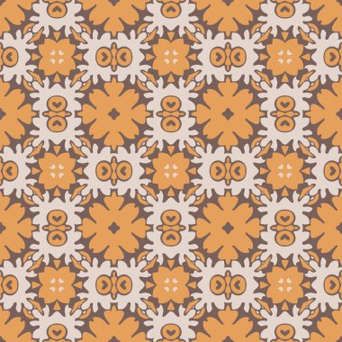 Soyut öğeler bej, turuncu ve kahverengi Dikişsiz resimli desen yapılmış