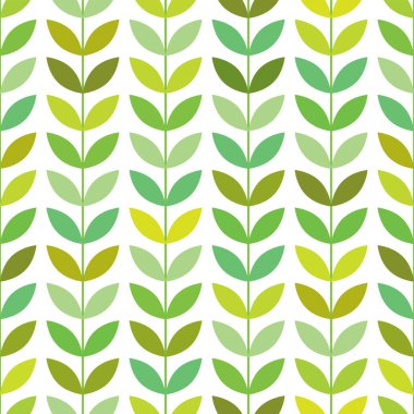Yeşilin tonlarında şekillendirilmiş resimli yapraklardan yapılmış kusursuz desenler.