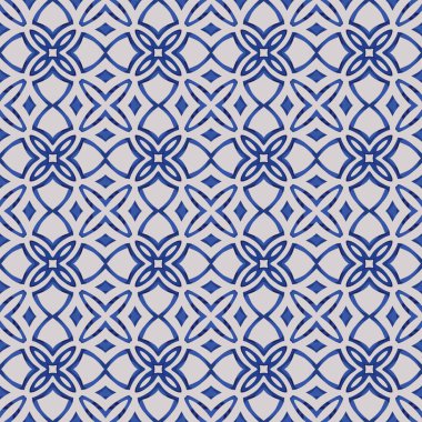 Açık gri ve mavi tonlarında soyut elementlerden yapılmış kusursuz resimli desen