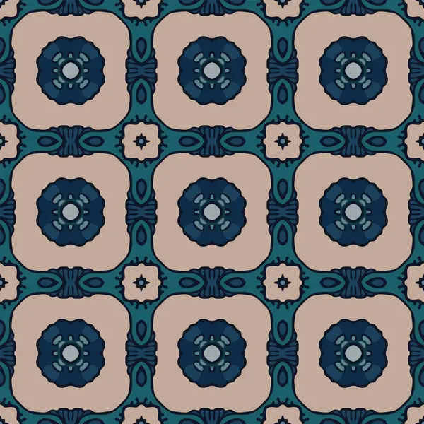 Motif Illustré Sans Couture Composé Éléments Abstraits Beige Turquoise Nuances — Image vectorielle