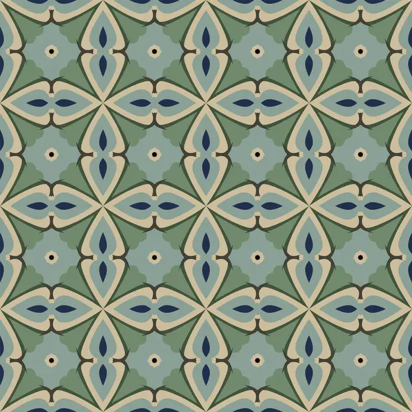 Patrón Ilustrado Sin Costuras Hecho Elementos Abstractos Beige Verde Azul — Vector de stock