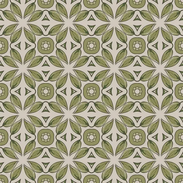 Motif Illustré Sans Couture Éléments Feuille Beige Vert — Image vectorielle