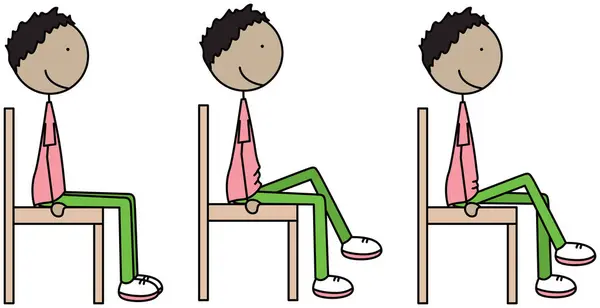 Cartoon Vektorová Ilustrace Chlapeckého Cvičení Sedící Pochod Místě — Stockový vektor